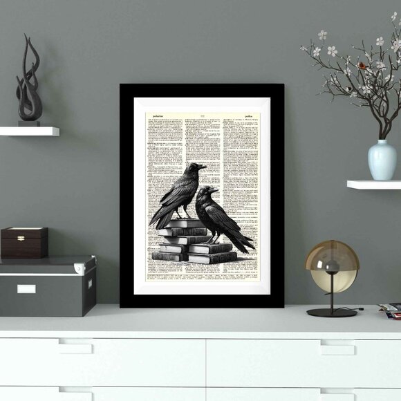 Raven Crow on Books DICTIONARY ART PRINT - Vintage Wall Decor Poster - Picture 9 of 12
